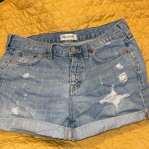 Madewell Button Fly Distressed Shorts Size 28